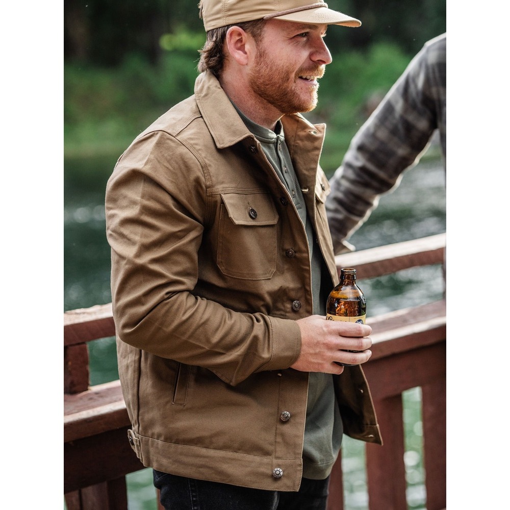 Duck Camp Barn Jacket Brown Canvas Field Utility Chore Coat Shirt XL - Picture 2 of 7